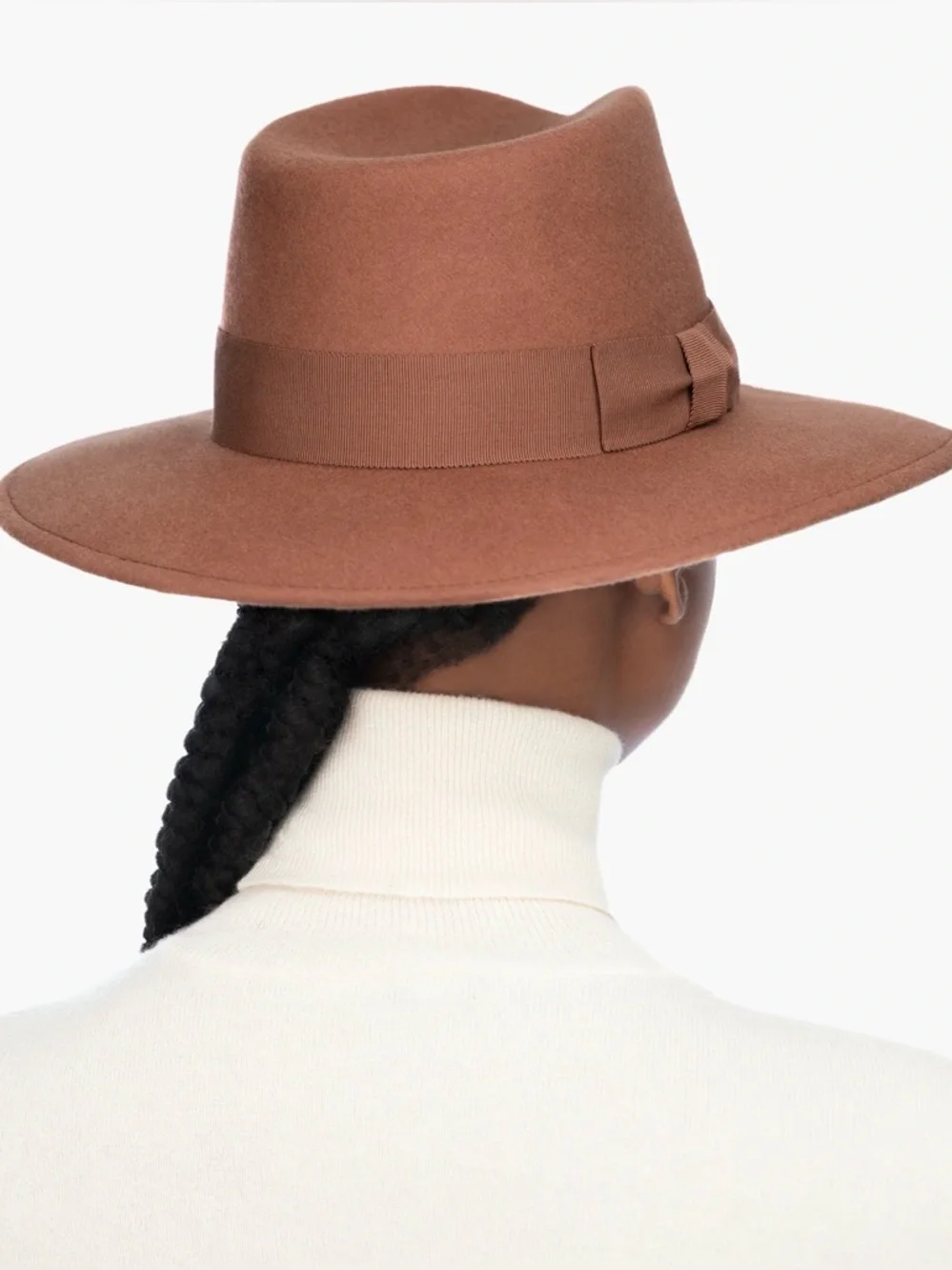 Eric Javits Wide-Brim Wool Fedora Hat in Russet - Picture 4 of 10